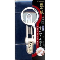 日本綠鐘匠之技專利鍛造不銹鋼附放大鏡毛拔(附袋,G-1005)