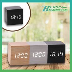 【刀鋒BLADE】BLADE方形聲控LED木質時鐘 現貨 當天出貨 鬧鐘 數字鐘 木頭鐘 溫度計