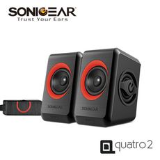 【SonicGear】/quatro2/ 強效低頻振膜多媒體音箱_RD黑紅