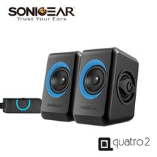 【SonicGear】/quatro2/ 強效低頻振膜多媒體音箱_BL黑藍