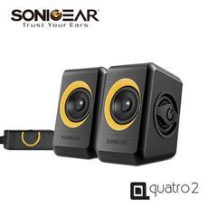 【SonicGear】/quatro2/ 強效低頻振膜多媒體音箱_OR黑橘