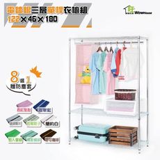 八色防塵套 122X46X180CM三層單桿吊衣櫥組-贈防塵套 鐵力士衣櫥 衣櫃 【旺家居生活】