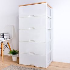 【HOUSE】木天板-純白衣物抽屜式五層收納櫃-超大款-台灣製造【005140-01】