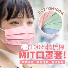 MIT手工可水洗精梳棉口罩防護套(藍色、粉色、綠色)