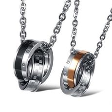 【米蘭精品】鈦鋼項鍊 情侶對鍊(一對)-貴族經典風格圓環男女飾品2色73cl29