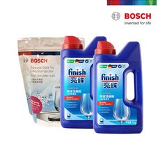 【BOSCH博世】洗碗機專用清潔組 軟化鹽1包+FINISH洗碗粉2包 原廠公司貨