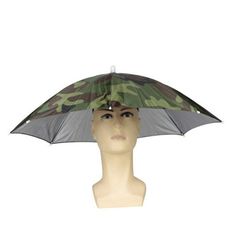 【居家寶盒】38 CM迷彩銀膠雨傘帽 頭戴傘 釣魚傘帽 遮陽帽 路跑戶外 防曬防雨 鬆緊帶直徑65C