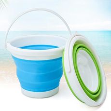 【居家寶盒】3L多功能可折疊水桶 戶外釣魚洗車露營海灘收納桶 洗菜籃 伸縮收納水桶 儲水桶