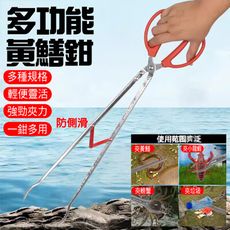 【居家寶盒】升級52cm直口 彎頭 鰻魚 螃蟹 龍蝦夾 黃鱔夾 不銹鋼加長抓蛇鉤 萬用夾 垃圾夾