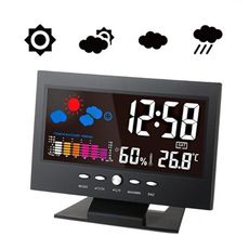 【居家寶盒】送USB線 萬年曆濕溫度彩屏時鐘 天氣時鐘 LED鬧鐘 數字電子時鐘 懶人貪睡鬧鐘