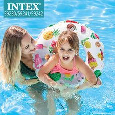 【居家寶盒】3-10歲 INTEX兒童充氣泳圈 卡通透明游泳圈 泳池戲水浮圈 兒童學游泳 海邊 浮淺