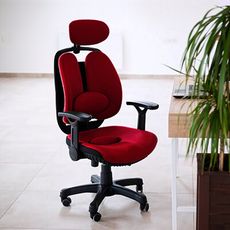 韓國原裝格蘭傑雙背透氣坐墊人體工學椅-紅