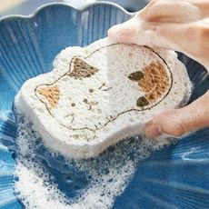 貓咪壓縮木漿棉 洗碗刷 洗碗海綿 動物壓縮木漿棉 海綿塊 去污海綿