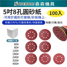 【Komori森森機具】現貨5吋 電動砂紙機 打磨機 充電砂光機 加購7種粒度圓砂紙套組[100片)