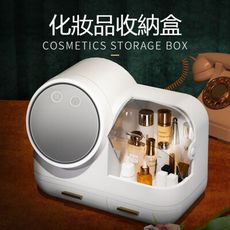 化妝收納盒防塵帶燈可吹風桌面梳妝臺大容量面膜口紅護膚品置物架