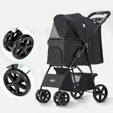 【彬彬小舖】 現貨供應 新一代『四輪-寵物手推車』一鍵折疊 狗推車 寵物用品 寵物推車 外出包 狗籠