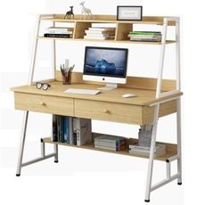 【SIDIS】雙抽屜書架桌100cm(雙抽屜大桌面/雙層置物/書架/強化鋼架)電腦桌/辦公桌/書桌