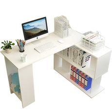 【SIDIS】多功能轉角書桌(快速組裝/左右互換/桌下書架/加厚板材)電腦桌/辦公桌/書桌/兒童桌