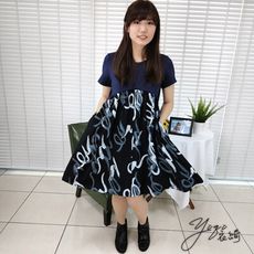 衣綺短袖連身裙高腰碎花飄逸及膝洋裝22260