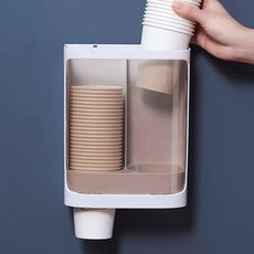 一次性杯子掛架自動取杯器紙杯架水杯掛壁式置物創意收納家用架子 【雙筒黛綠】約放90只