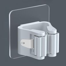 拖把掛鉤 免打孔強力粘膠壁掛家用無痕收納拖把夾浴室掛神器  經典白1只裝