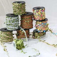 森系麻繩擺件幼兒園戶外裝飾園區微景觀植物角別墅庭院花園布置 麻繩-金色樹葉10米