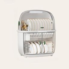 碗碟收納架 家用廚房雙層碗櫃帶蓋瀝水裝盤收納箱置物架碗筷收納盒 【二層消毒款】
