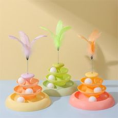 貓轉盤貓玩具自嗨解悶逗貓棒小貓消耗體力寵物貓咪用品 【帶羽毛】