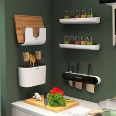 廚房置物架免打孔壁掛式家用調味料用品大全刀架掛架多功能收納架 筷子筒標準款