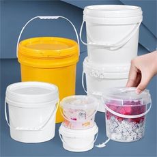 水杉加厚食品級塑料桶圓桶密封桶小水桶油漆桶醬料桶  20L白色-加厚款黑色綠色