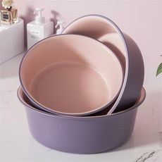 臉盆家用大號塑料盆小盆子洗腳盆抗菌洗臉盆加厚學生宿舍洗衣服盆 粉紫加大號【特厚耐摔】