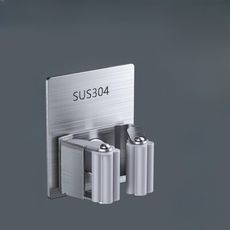 拖把掛鉤 免打孔強力粘膠壁掛家用無痕收納拖把夾浴室掛神器 方板【加厚304不銹鋼】1只裝