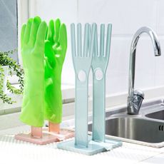 塑料家務手套晾曬架瀝水架抹布收納架 廚房臺面帶瀝水盤廚具掛架