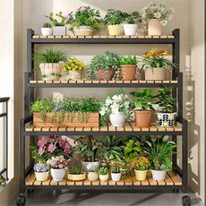 花架置物架陽臺花架子客廳落地式鐵藝階梯式多層植物多肉花盆托架 【⭐受歡迎款】❤20管+可移動