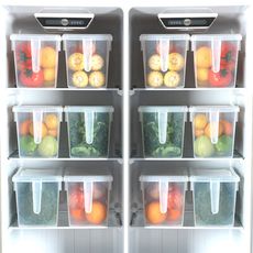 冰箱收納籃收納筐收納神器收納盒冷藏冷凍盒抽屜式食品級蔬菜水果 4704.帶手柄收納盒 透明 3個