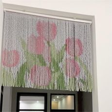 郁金香串珠門簾 花朵珠簾掛簾 客廳入戶門玄關隔斷裝飾掛件  70*150cm 郁金香成品