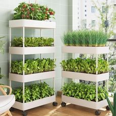 陽臺三層種菜花槽立體組合專用箱組合種植頂樓菜架草莓盆室內花架 6白色三角款-四層款9黑色三角款-四層