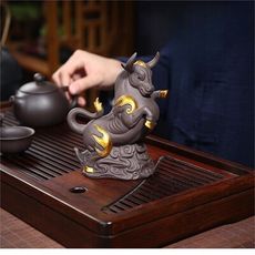 茶寵擺件紫砂牛可養招財配件牛氣沖天禪意茶道茶幾精品茶玩裝飾 紫泥牛轉乾坤