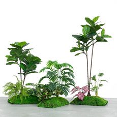 仿真綠植造景室內景觀造景櫥窗場景布置苔蘚假植物裝飾樓梯下假樹 60厘米龜背葉造景