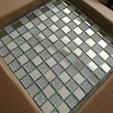 水晶玻璃馬賽克瓷磚鏡面背景墻衛生間水池墻貼自粘魚池遊泳池拼圖 銀鏡銀鉆金鏡金鉆