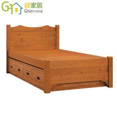 【綠家居】吉里巴斯 現代3.5尺木紋單人多功能收納床台組合(床頭片＋四抽可掀式床底)