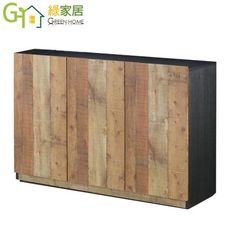 【綠家居】威爾 工業風4尺木紋三門餐櫃/收納櫃