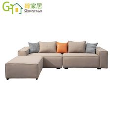 【綠家居】瓦加杜古科技布L型沙發組合(二色可選＋四人座＋椅凳組合)