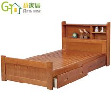 【綠家居】西斯 時尚3.5尺實木單人雙抽屜床台(二色可選)