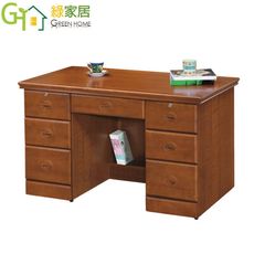 【綠家居】溫利4.2尺實木七抽書桌/辦公桌