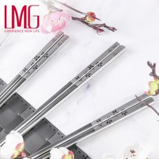 LMG-316不鏽鋼防滑日式方角櫻花筷(5雙1組)