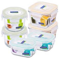 Glasslock強化玻璃微波保鮮盒副食品保存盒寶寶專屬6件組-大廚師百貨