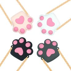 AirPods 貓咪大貓掌造型保護套含金屬長鍊(1/2代通用)