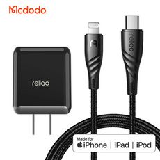Mcdodo 麥多多 reliQo 蘋果MFi認證PD充電線PD18W充電器組-黑色