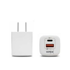 VERICO 小方磚 35W PD3.0+QC3.0 雙孔氮化鎵極速充電器-白色